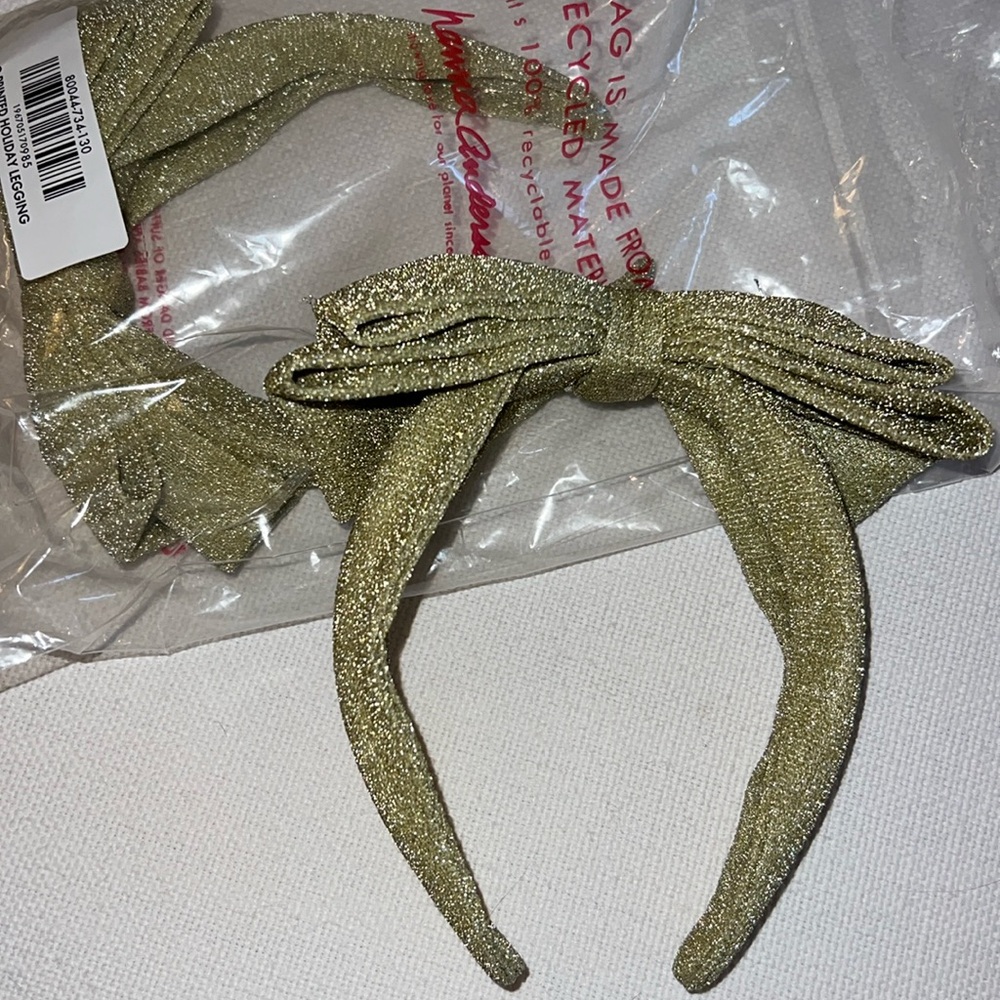Crewcuts Gold sparkly bow headband, NWOT